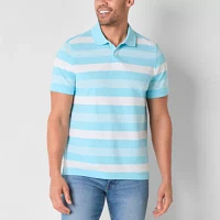 St. John's Bay Oxford Dexterity Mens Classic Fit Easy-on + Easy-off Adaptive Short Sleeve Polo Shirt