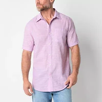 St. John's Bay Linen Mens Classic Fit Short Sleeve Button-Down Shirt