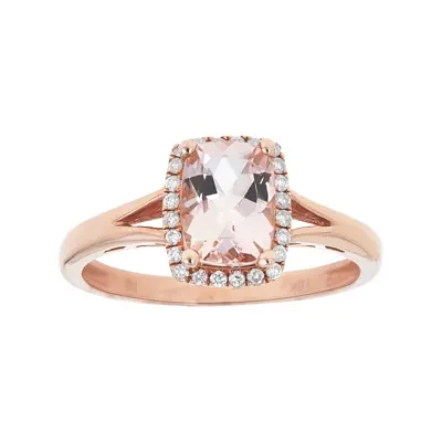 LIMITED QUANTITIES  Genuine Morganite and 1/8 CT. T.W. Diamond Rose Gold Ring