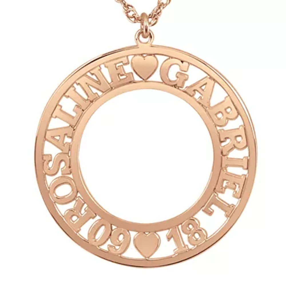 Personalized Couples Name and Date 28mm Circle Pendant Necklace