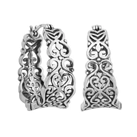 Sterling Silver Filigree Hoop Earrings