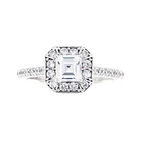 DiamonArt® Cubic Zirconia Sterling Silver Engagement Ring with Enhancer