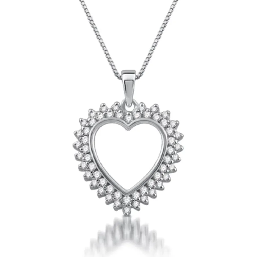Womens 1/4 CT.T.W. Natural Diamond 10K Gold Heart Pendant Necklace