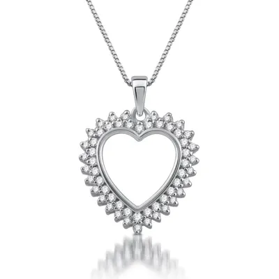 Womens 1/4 CT.T.W. Natural Diamond 10K Gold Heart Pendant Necklace