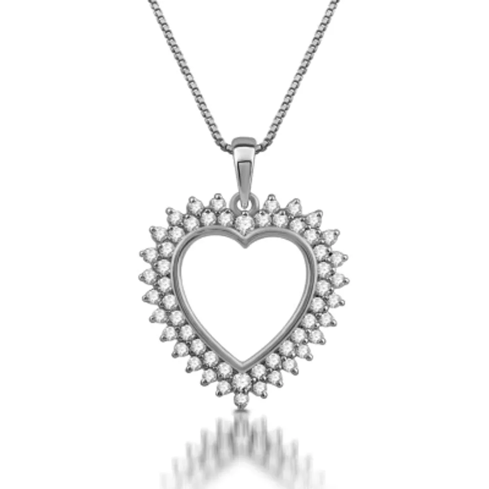 Womens 1/2 CT.T.W. Natural Diamond 10K Gold Heart Pendant Necklace