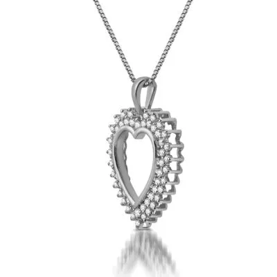 Womens 1/ CT. T.W. White Diamond 10K Gold Heart Pendant Necklace