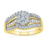 Womens CT. T.W. Natural White Diamond 10K Gold Round Engagement Ring