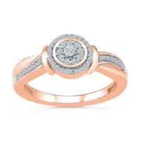 Womens 1/5 CT. T.W. Natural White Diamond 10K Rose Gold Round Halo Engagement Ring