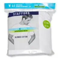 Stafford Dry + Cool Breathable Mesh Mens 4 Pack Short Sleeve Crew Neck Moisture Wicking T-Shirt