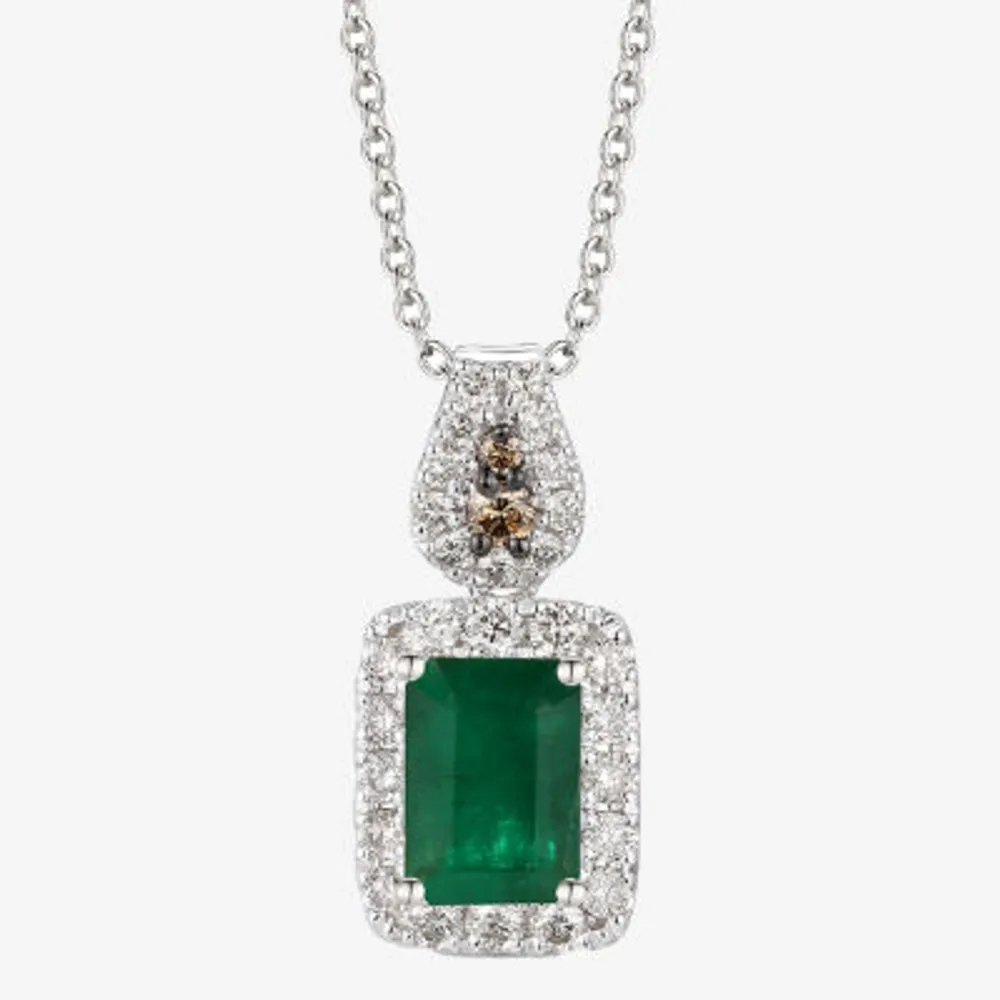 Le Vian® Grand Sample Sale™ Pendant featuring 3/4 CT. Emerald 1/3 CT. Nude Diamonds™  Chocolate Diamonds® set in 14K Vanilla Gold®