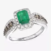 Le Vian® Grand Sample Sale™ Ring featuring 3/4 CT. Emerald 1/4 CT. Chocolate Diamonds® 1/2 CT. Nude Diamonds™ set in 14K Vanilla Gold®