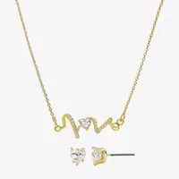 Sparkle Allure Love Heartbeat 2-pc. Cubic Zirconia 14K Gold Over Brass Heart Jewelry Set