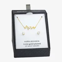 Sparkle Allure Love Heartbeat 2-pc. Cubic Zirconia 14K Gold Over Brass Heart Jewelry Set