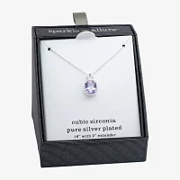 Sparkle Allure Cubic Zirconia Pure Silver Over Brass 16 Inch Link Pendant Necklace