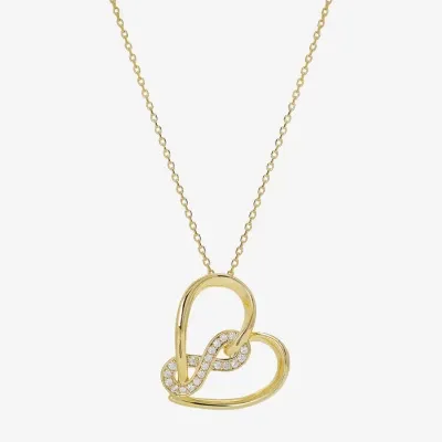 Sparkle Allure Cubic Zirconia 14K Gold Over Brass 16 Inch Link Heart Infinity Pendant Necklace