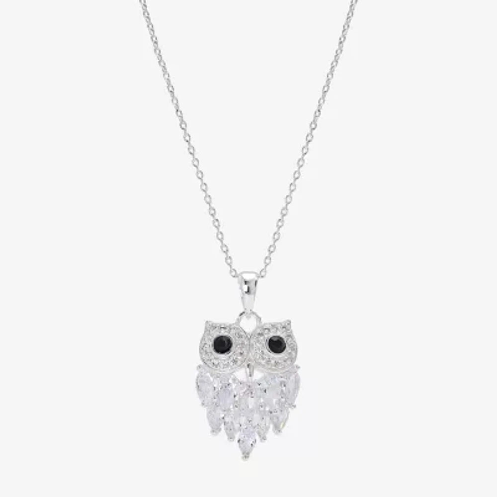 Sparkle Allure Womens Cubic Zirconia Pure Silver Over Brass 16 Inch Pendant Necklace
