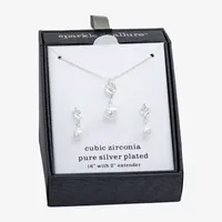 Sparkle Allure 2-pc. Simulated Pearl Pure Silver Over Brass Jewelry Set