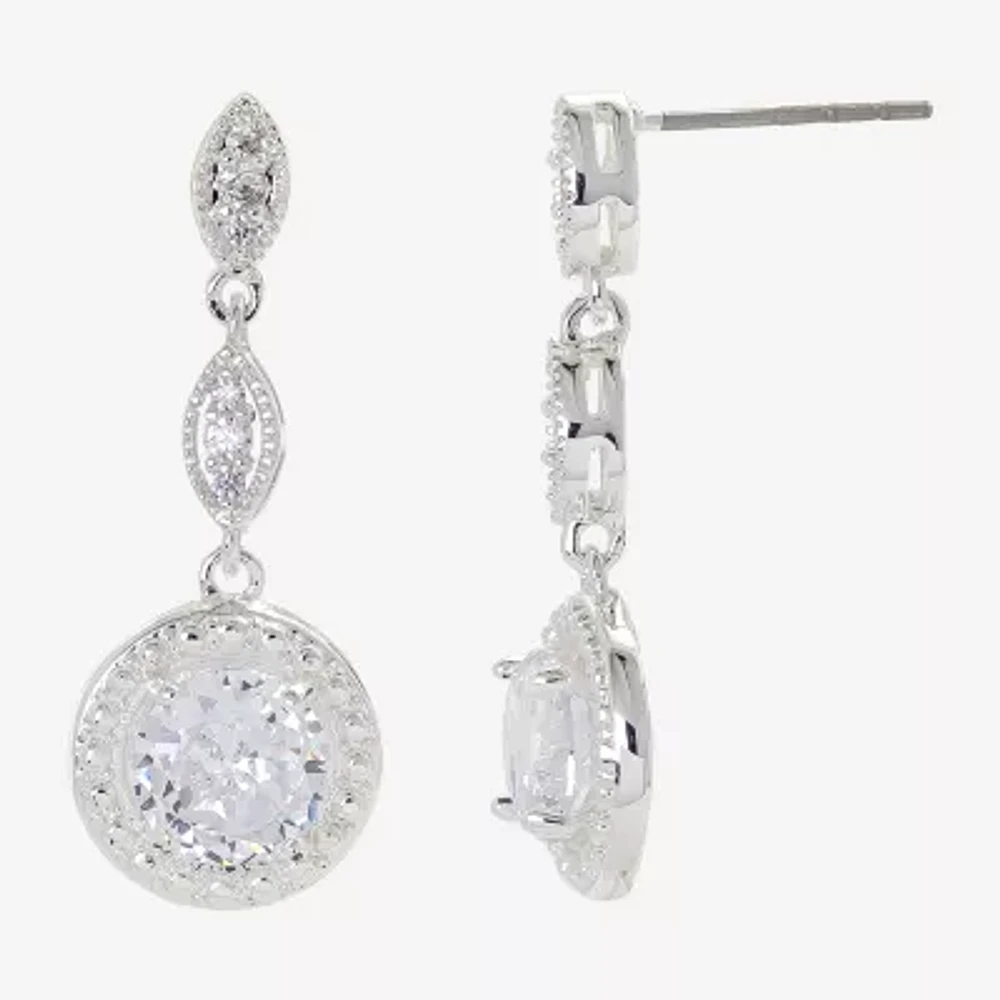 Sparkle Allure Cubic Zirconia Pure Silver Over Brass Drop Earrings