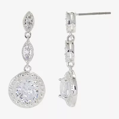 Sparkle Allure Cubic Zirconia Pure Silver Over Brass Drop Earrings