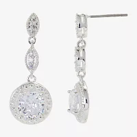 Sparkle Allure Cubic Zirconia Pure Silver Over Brass Drop Earrings