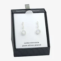 Sparkle Allure Cubic Zirconia Pure Silver Over Brass Drop Earrings