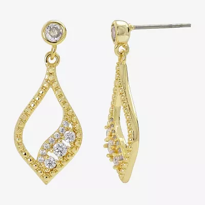 Sparkle Allure Cubic Zirconia 14K Gold Over Brass Drop Earrings