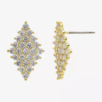 Sparkle Allure Cubic Zirconia 14K Gold Over Brass 21.4mm Diamond Stud Earrings