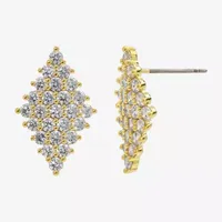 Sparkle Allure Cubic Zirconia 14K Gold Over Brass 21.4mm Diamond Stud Earrings