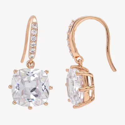 Sparkle Allure Cubic Zirconia 18K Rose Gold Over Brass Drop Earrings
