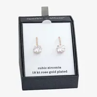 Sparkle Allure Cubic Zirconia 18K Rose Gold Over Brass Drop Earrings