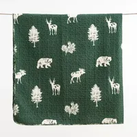 Linery Deers Trees Reversible Quilt Set