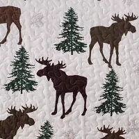 Linery Moose Trees Reversible Quilt Set