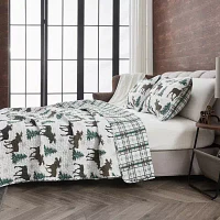 Linery Moose Trees Reversible Quilt Set