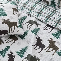 Linery Moose Trees Reversible Quilt Set