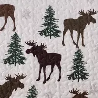 Linery Moose Trees Reversible Quilt Set