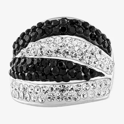 Sparkle Allure Womens Crystal Pure Silver Over Brass Dome Cocktail Ring