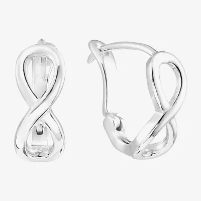 Silver Treasures Sterling Silver Infinity Leverback Hoop Earrings