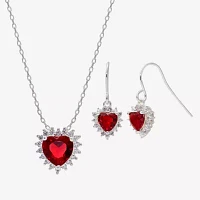 Sparkle Allure Light Up Box Halo 2-pc. Cubic Zirconia Pure Silver Over Brass Heart Jewelry Set