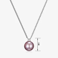 Womens Diamond Accent Cultured Freshwater Pearl Sterling Silver 18 Inch Pendant Necklace