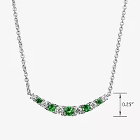 Womens Lab Grown Green Emerald & 1/5 CT. T.W. Lab Grown White Diamond Sterling Silver Pendant Necklace