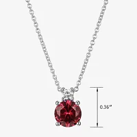 Womens Lab Created Red Ruby Sterling Silver Pendant Necklace