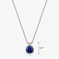 Womens Lab Created Blue Sapphire Sterling Silver Pendant Necklace