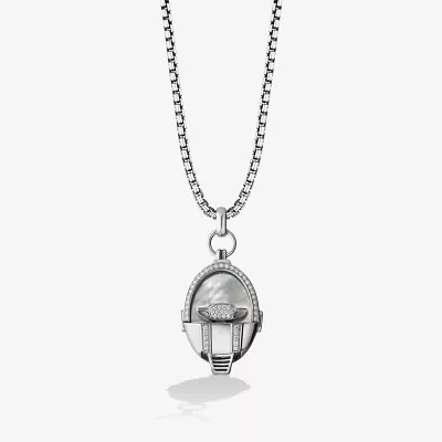 Star Wars Fine Jewelry Grogu Womens 1/4 CT. Genuine White Mother Of Pearl Sterling Silver Star Wars Locket Necklace