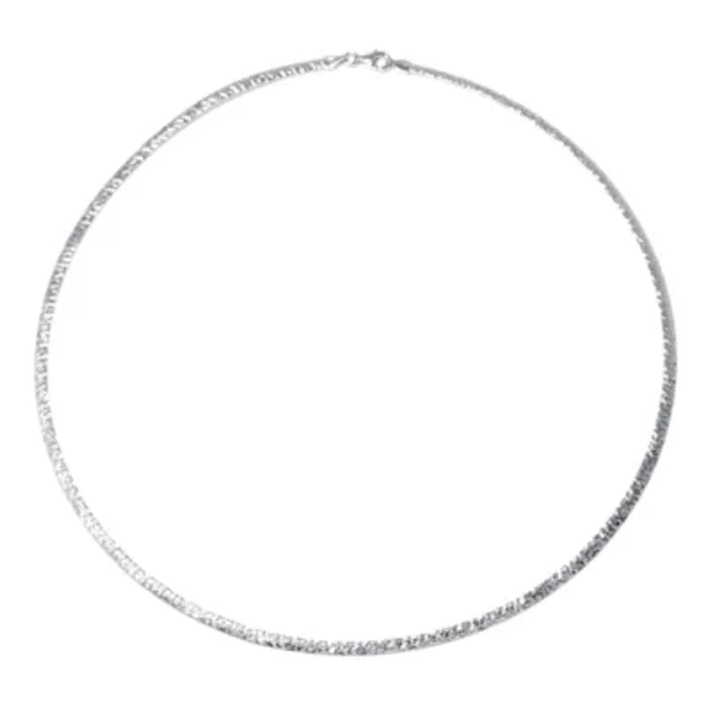 Sterling Silver Diamond-Cut Omega Necklace