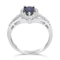 Womens 1/5 CT. Genuine Blue Sapphire 10K White Gold Pear Cocktail Ring