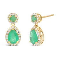 1/4 CT. T.W. Genuine Green Emerald 10K Gold Pear Drop Earrings