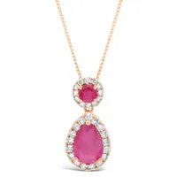 Womens 1/6 CT. T.W. Lead Glass-Filled Red Ruby 10K Rose Gold Pear Pendant Necklace