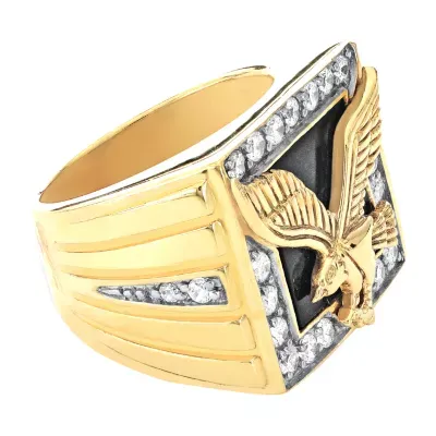 Eagle Mens Genuine Black Onyx 10K Gold Over Silver Fashion Ring