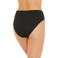 Decree Ribbed Womens Stretch Fabric Textured High Waist Bikini Swimsuit Bottom Juniors