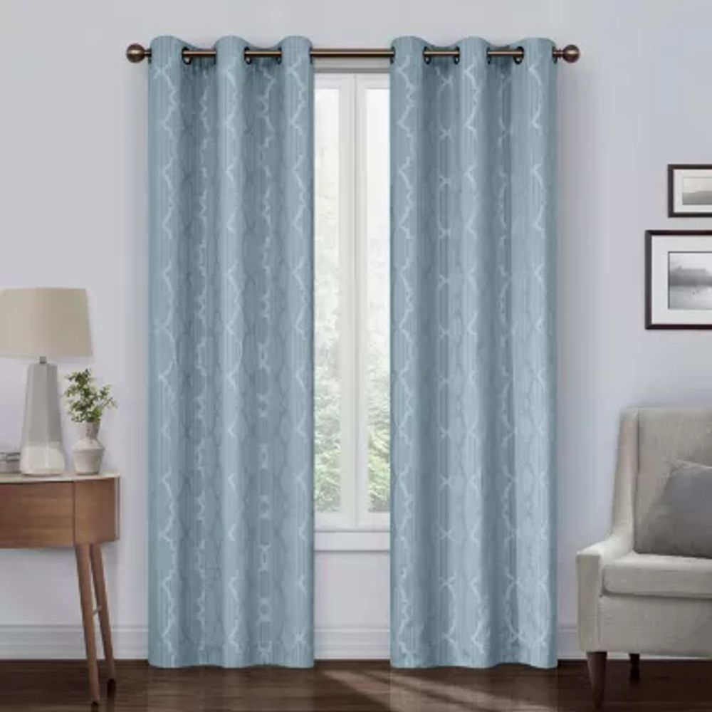 Eclipse Hazel Geometric Blackout Grommet Top Curtain Panel